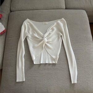 White cropped long sleeve with knit in the middle